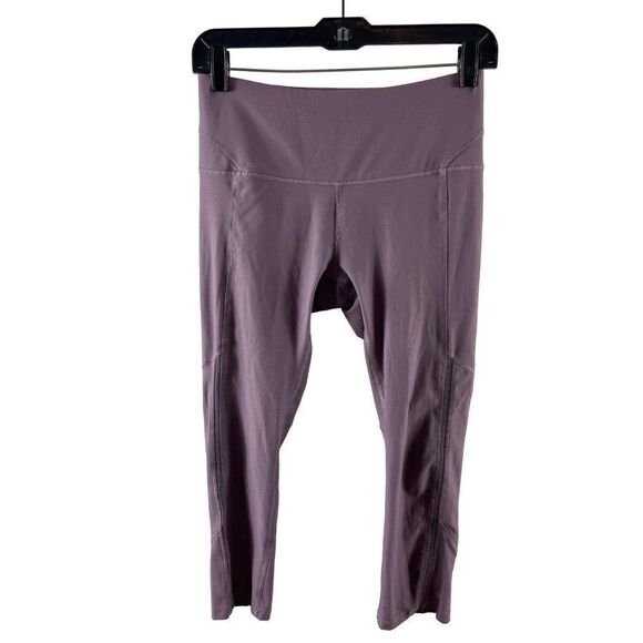 Apana Mesh Mid-Rise Cropped Leggings Size Small Purple Stretch Athletic Yoga - Picture 1 of 10